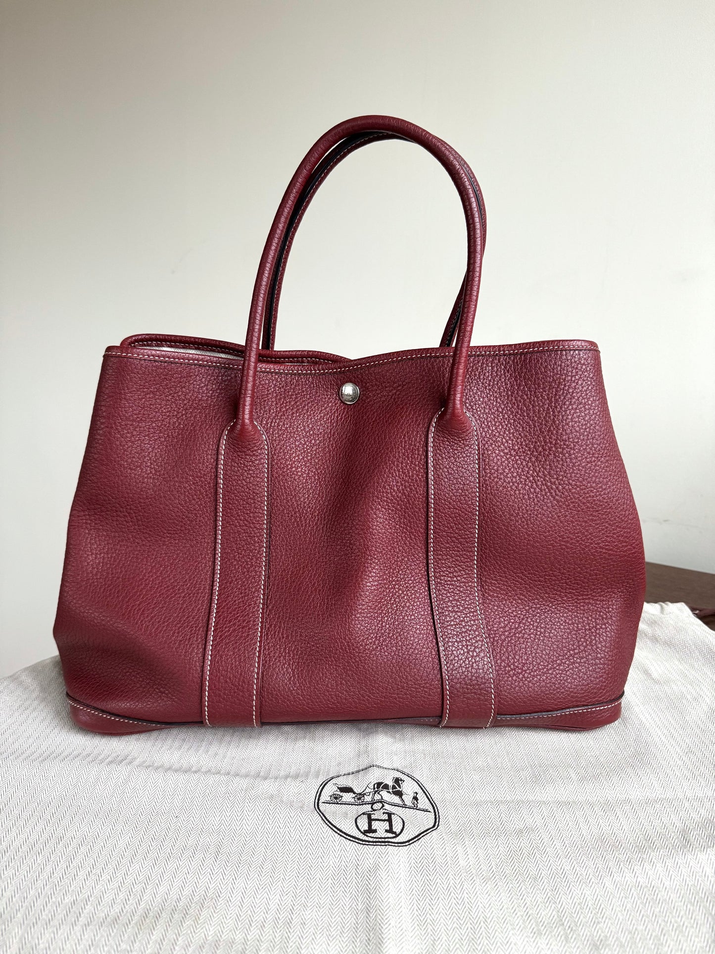Pre-owned Hermès Garden Party 36 Burgundy Negonda Leather Tote Bag