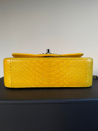 Pre-owned Chanel Timeless Mini Rectangle Yellow Python Flap Bag