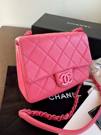 Pre-owned Chanel Timeless Mini Square Incognito Pink Caviar Flap Bag