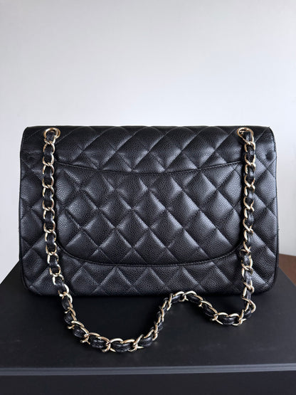 Pre-owned Chanel Timeless Classic Jumbo Black Caviar Flap Bag