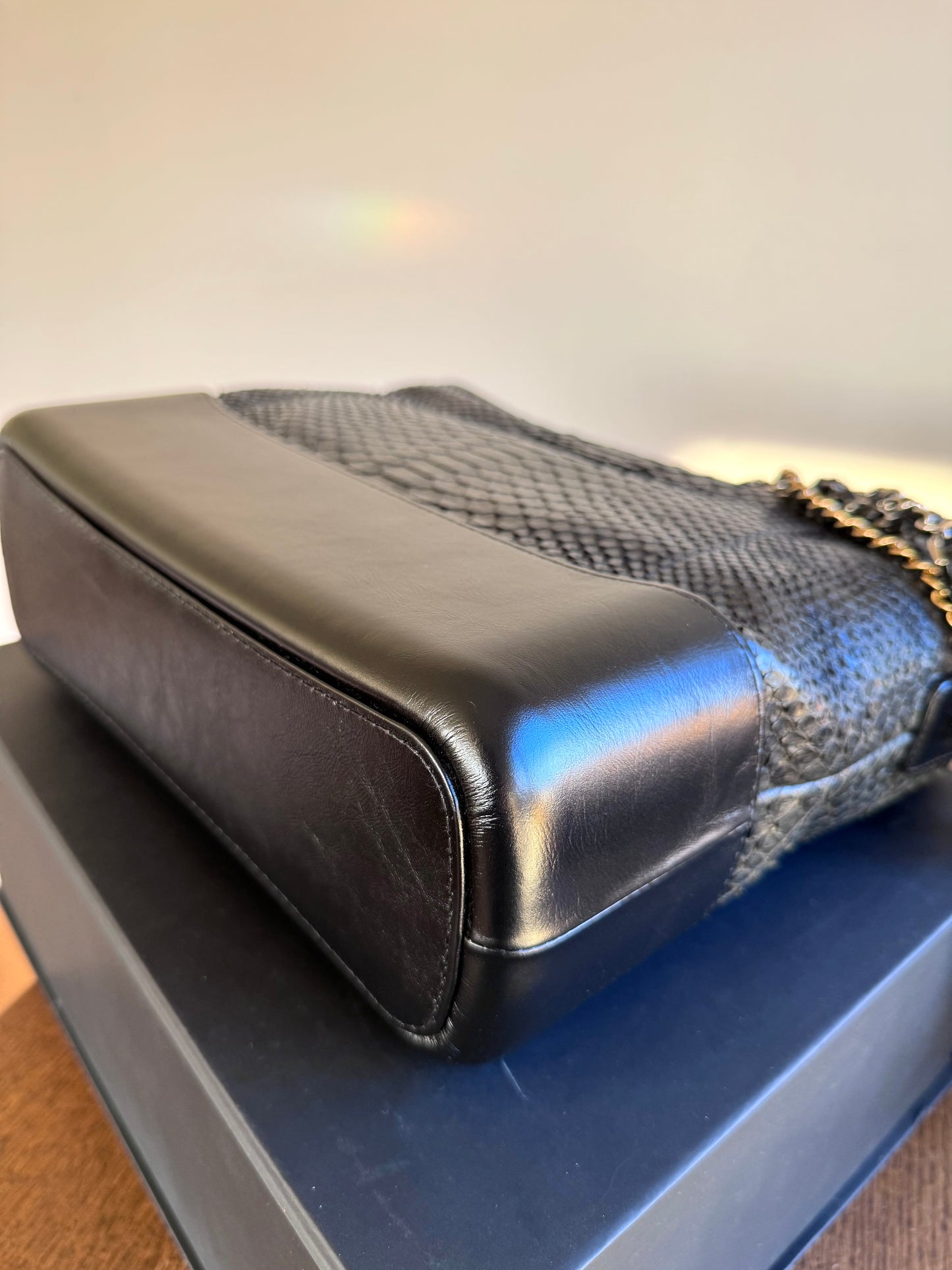 Pre-owned Chanel Gabrielle Medium Black Python Leather Hobo Bag Limited Edition