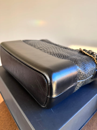 Pre-owned Chanel Gabrielle Medium Black Python Leather Hobo Bag Limited Edition