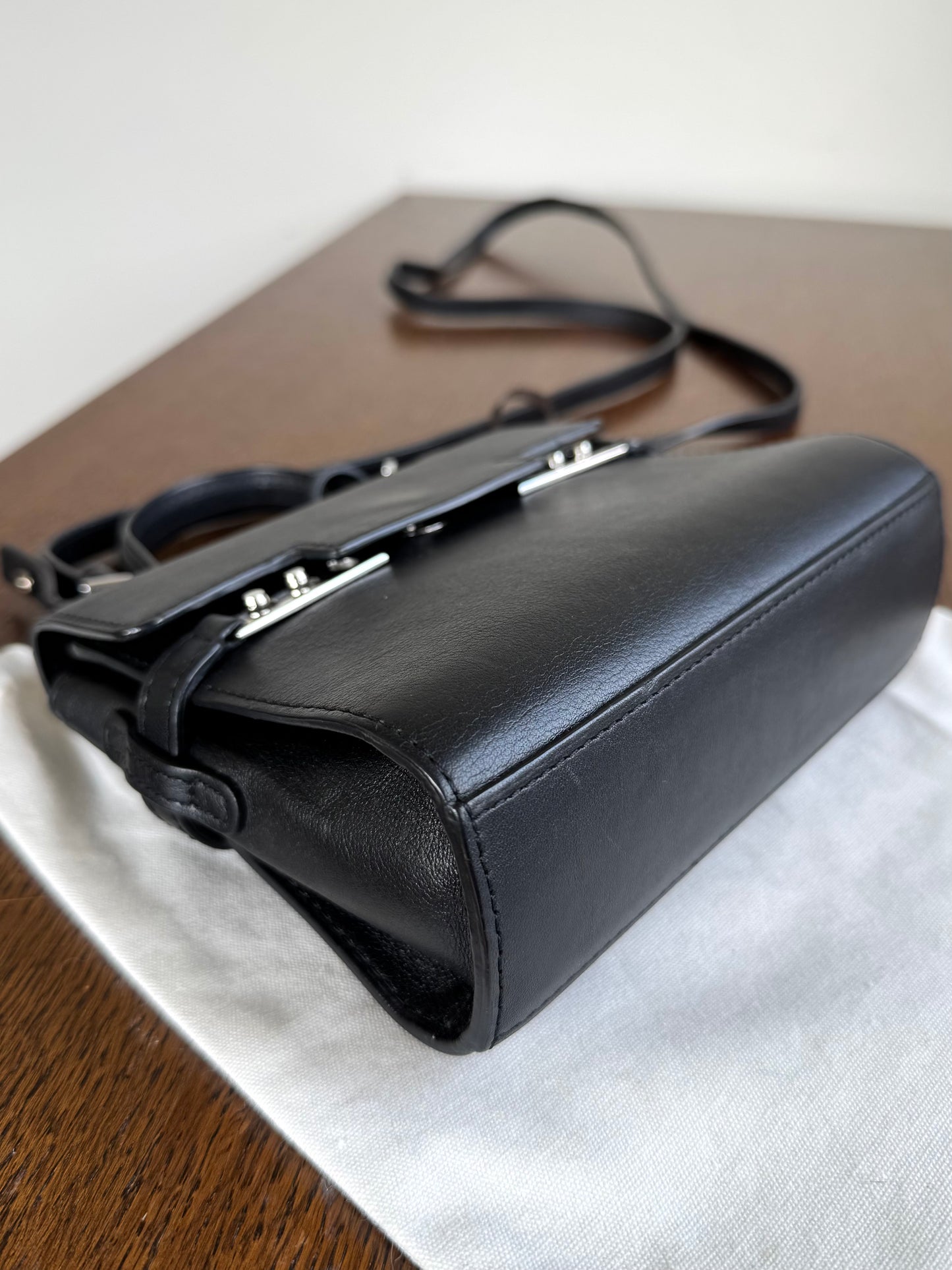 Pre-owned Delvaux Tempête Micro Black Calfskin Bag
