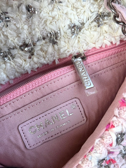 Pre-owned Chanel Timeless Mini Rectangle Pink Tweed Flap Bag