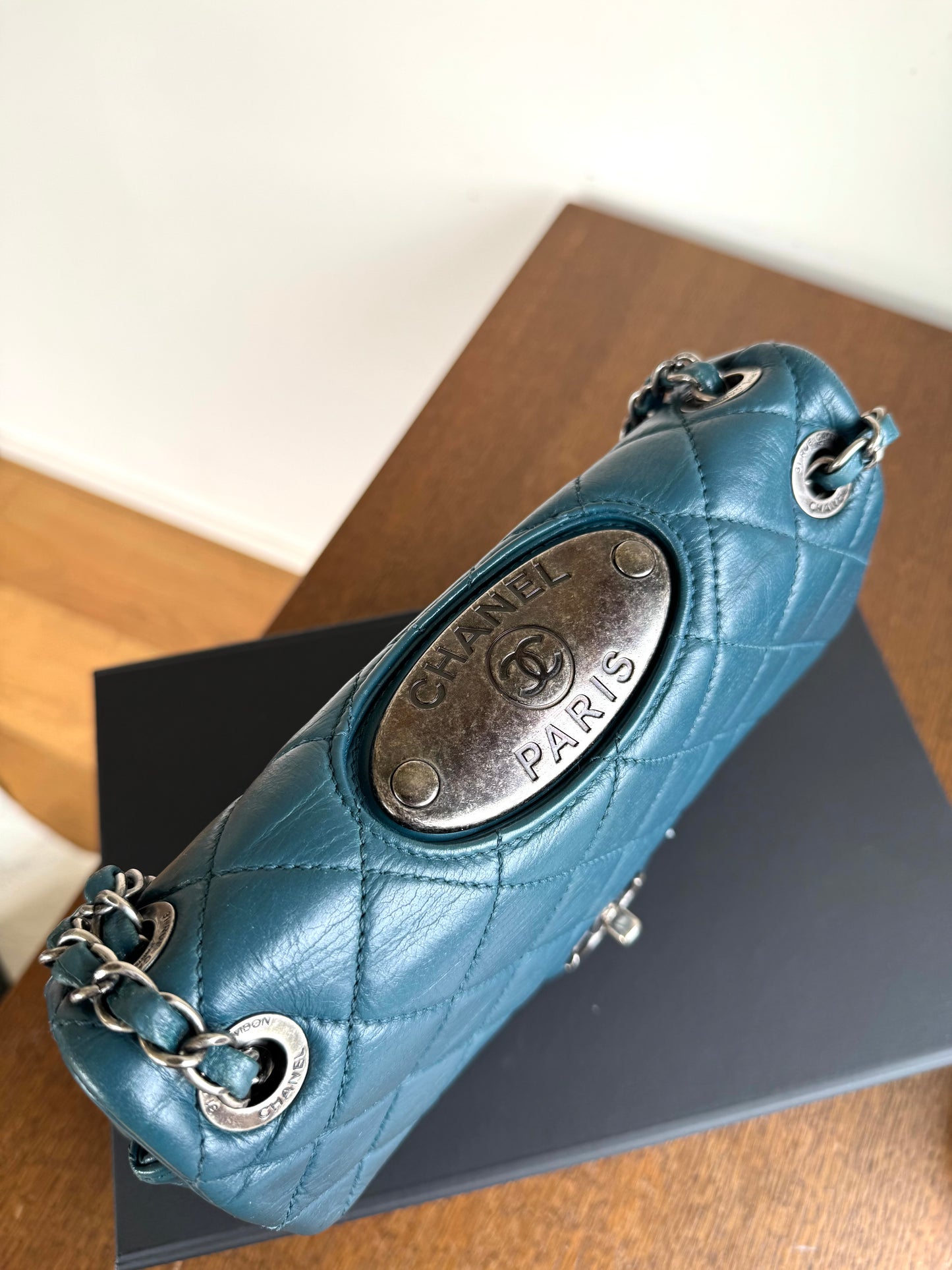 Pre-owned Chanel Paris-Dallas CC Blue Aged Calfskin Double Flap Bag