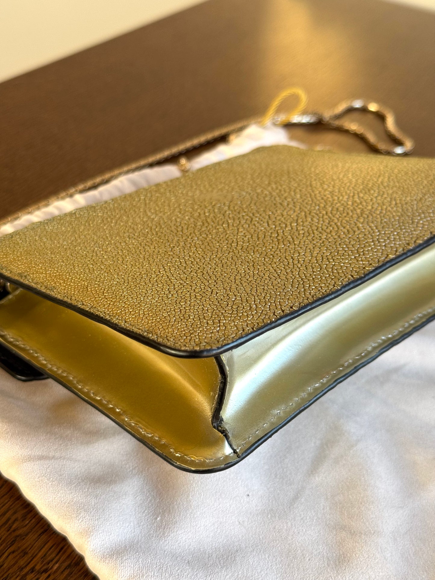 Pre-owned Bvlgari Serpenti Forever Small Gold Stingray Shoulder Bag