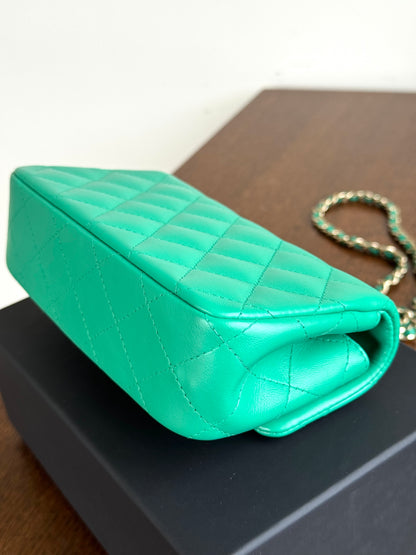 Pre-owned Chanel Timeless Extra Mini Green Leather Flap Bag