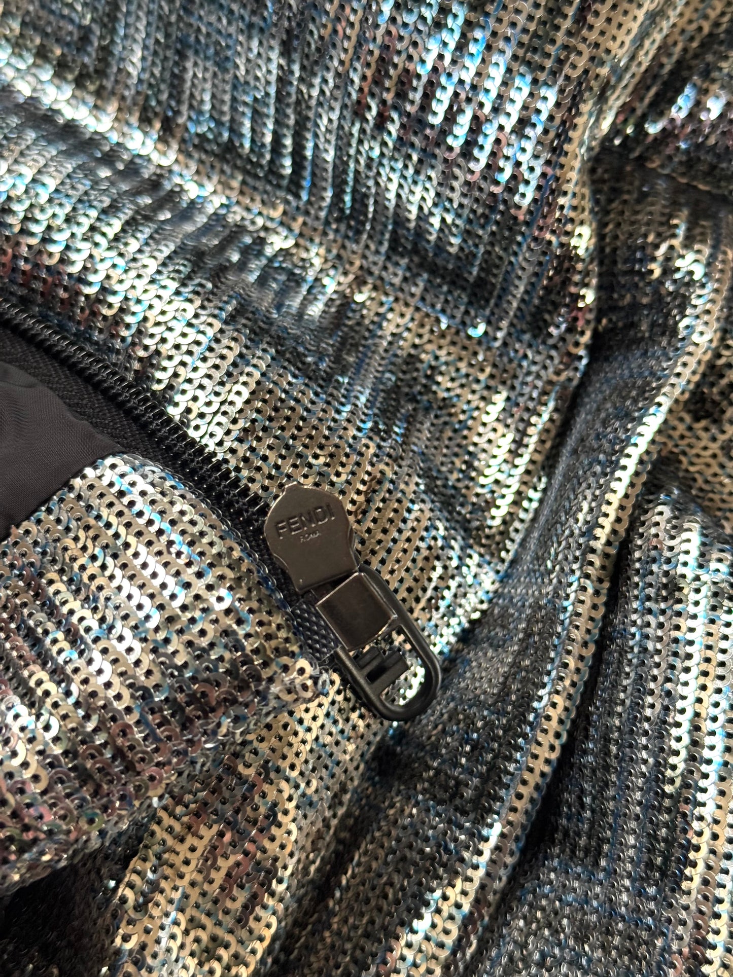 Pre-owned Fendi Silver Full Bomber Down Jacket