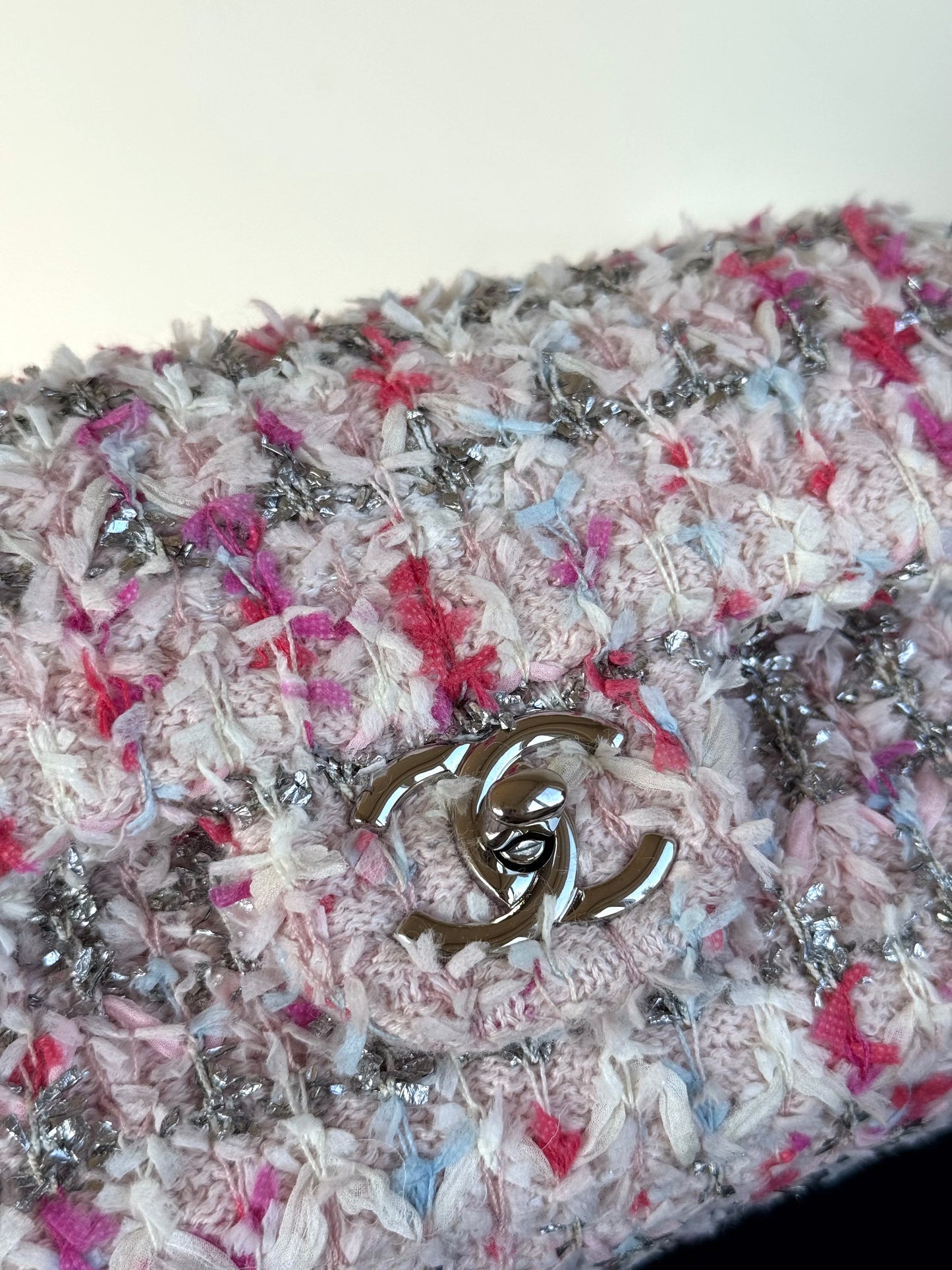 Pre-owned Chanel Timeless Mini Rectangle Pink Tweed Flap Bag