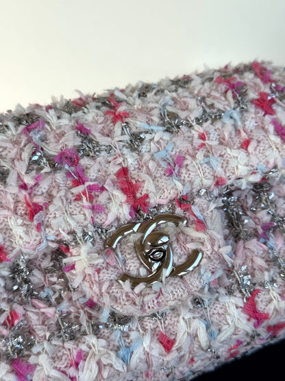 Pre-owned Chanel Timeless Mini Rectangle Pink Tweed Flap Bag