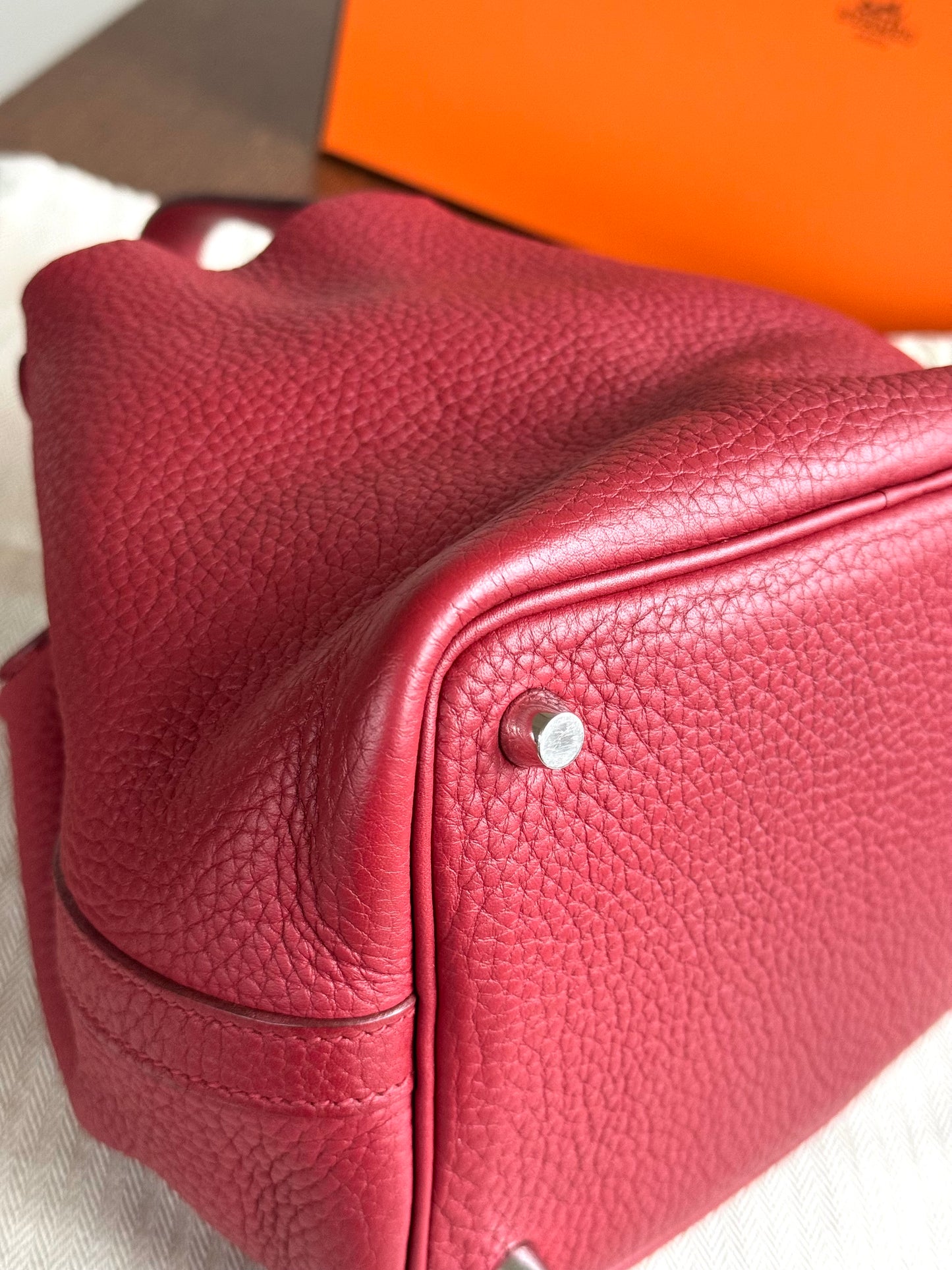 Pre-owned Hermès Picotin 18 Clemence Rouge Grenade Handle Bag
