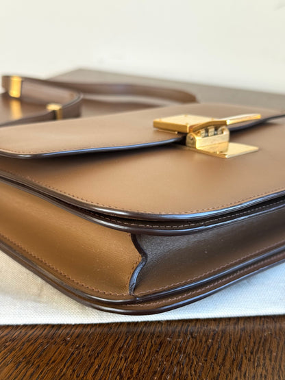 Pre-owned Celine Classic Box Medium Brown Calfskin Bag