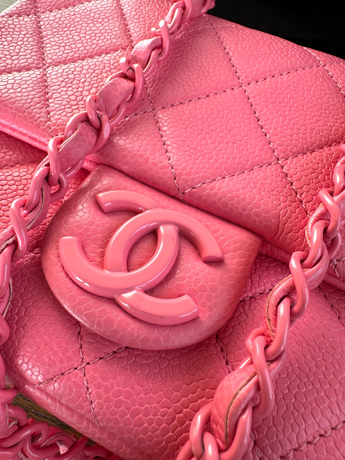 Pre-owned Chanel Timeless Mini Square Incognito Pink Caviar Flap Bag