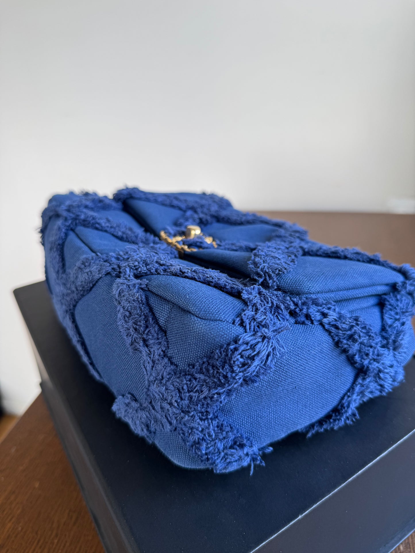 Pre-owned Chanel 19 Small Blue Canvas Flap Bag