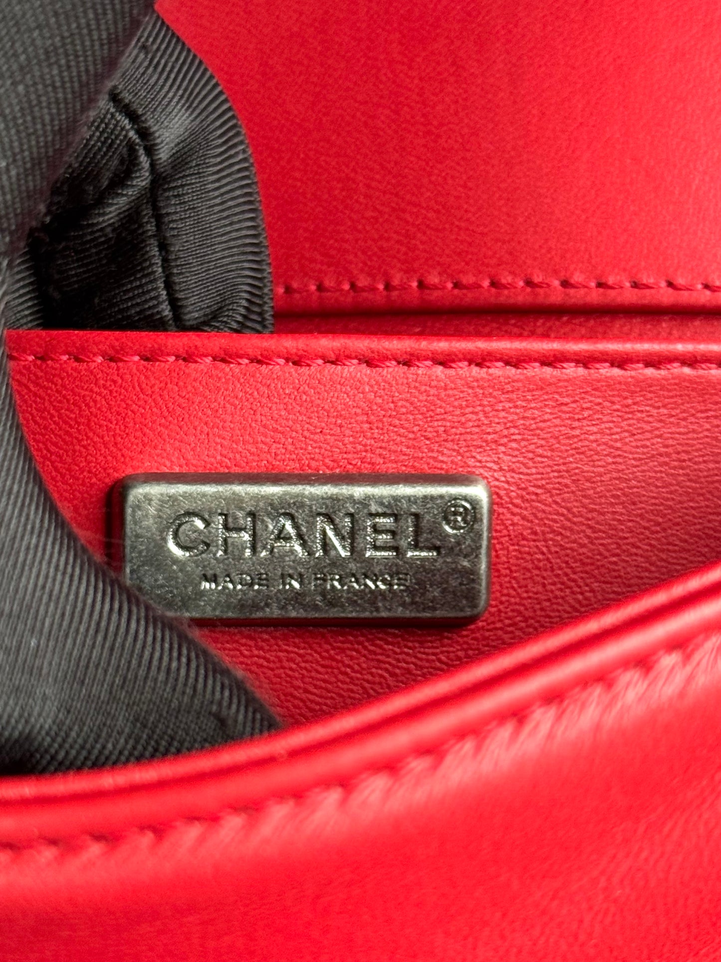 Pre-owned Chanel Boy Small Red Stingray Leather Flap Bag