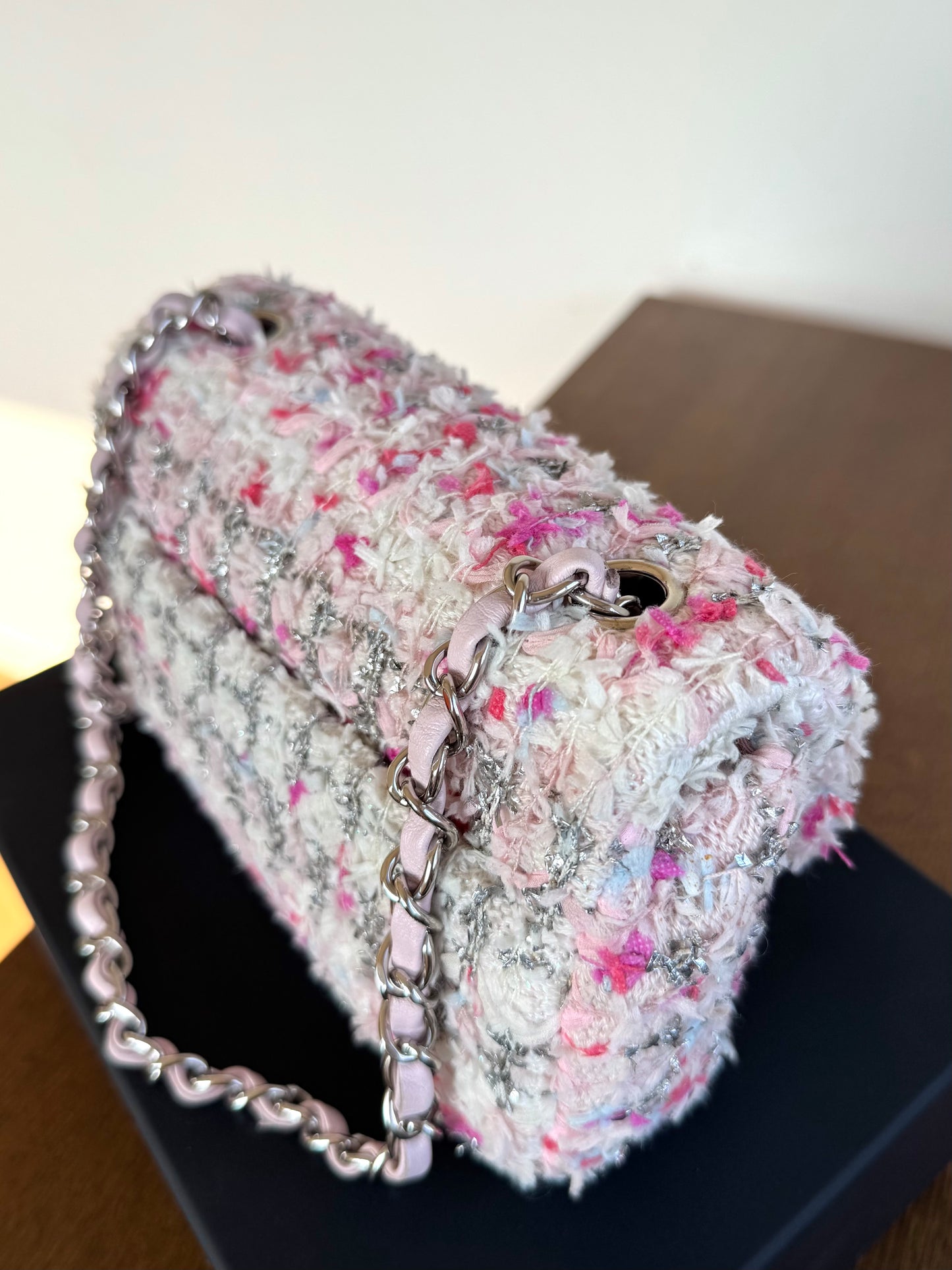 Pre-owned Chanel Timeless Mini Rectangle Pink Tweed Flap Bag