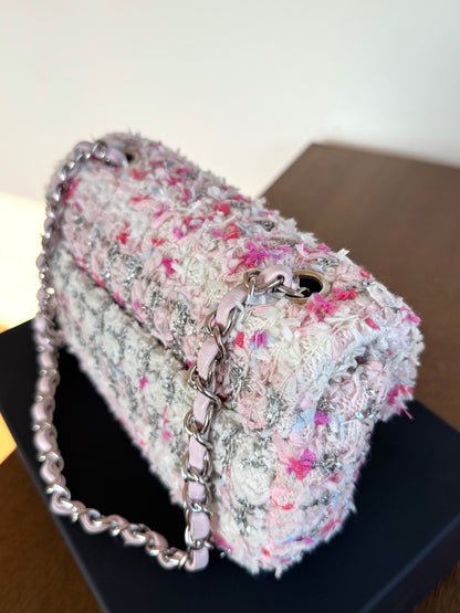 Pre-owned Chanel Timeless Mini Rectangle Pink Tweed Flap Bag