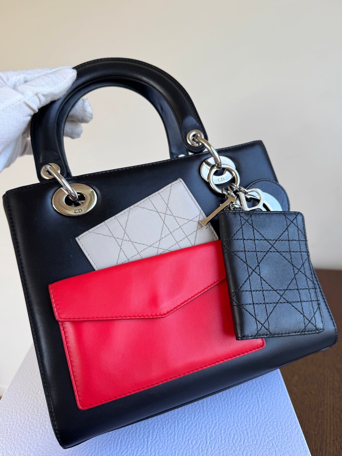Pre-owned Dior Lady Dior Medium Pockets Multicolor Leather Bag