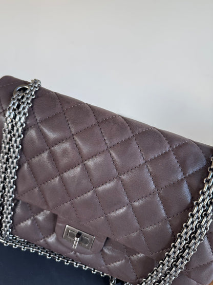 Pre-owned Chanel 2.55 Reissue Large 226 Chocolate Iridescent Leather Flap Bag