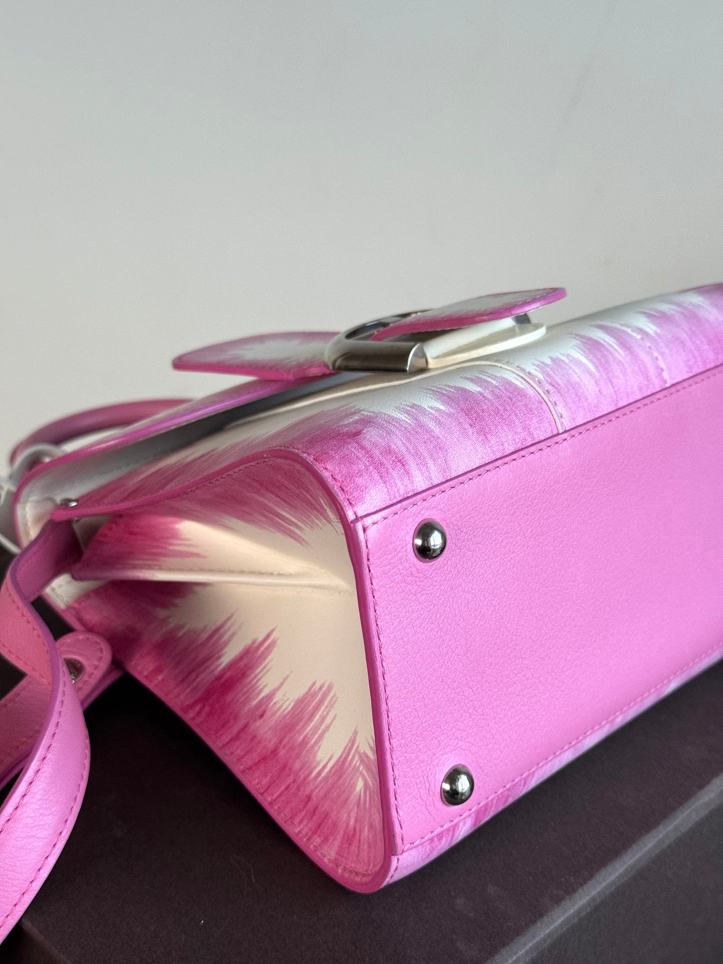 Pre-owned Delvaux Brillant Mini Flamingo Oeillet Leather Bag