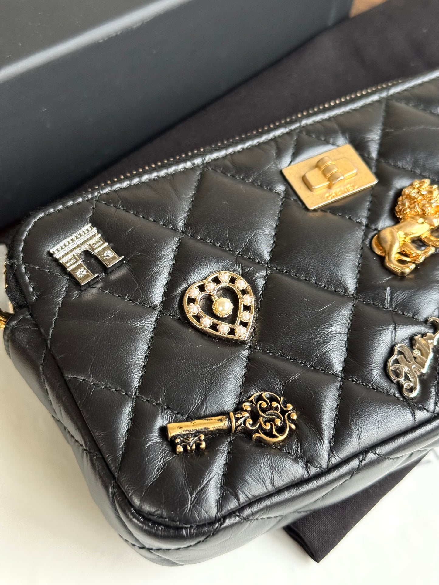 Pre-owned Chanel 2.55 Chain Wallet Lucky Charms Clutch Bag