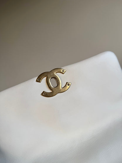Pre-owned Chanel 19 Small White Lambskin Flap Bag