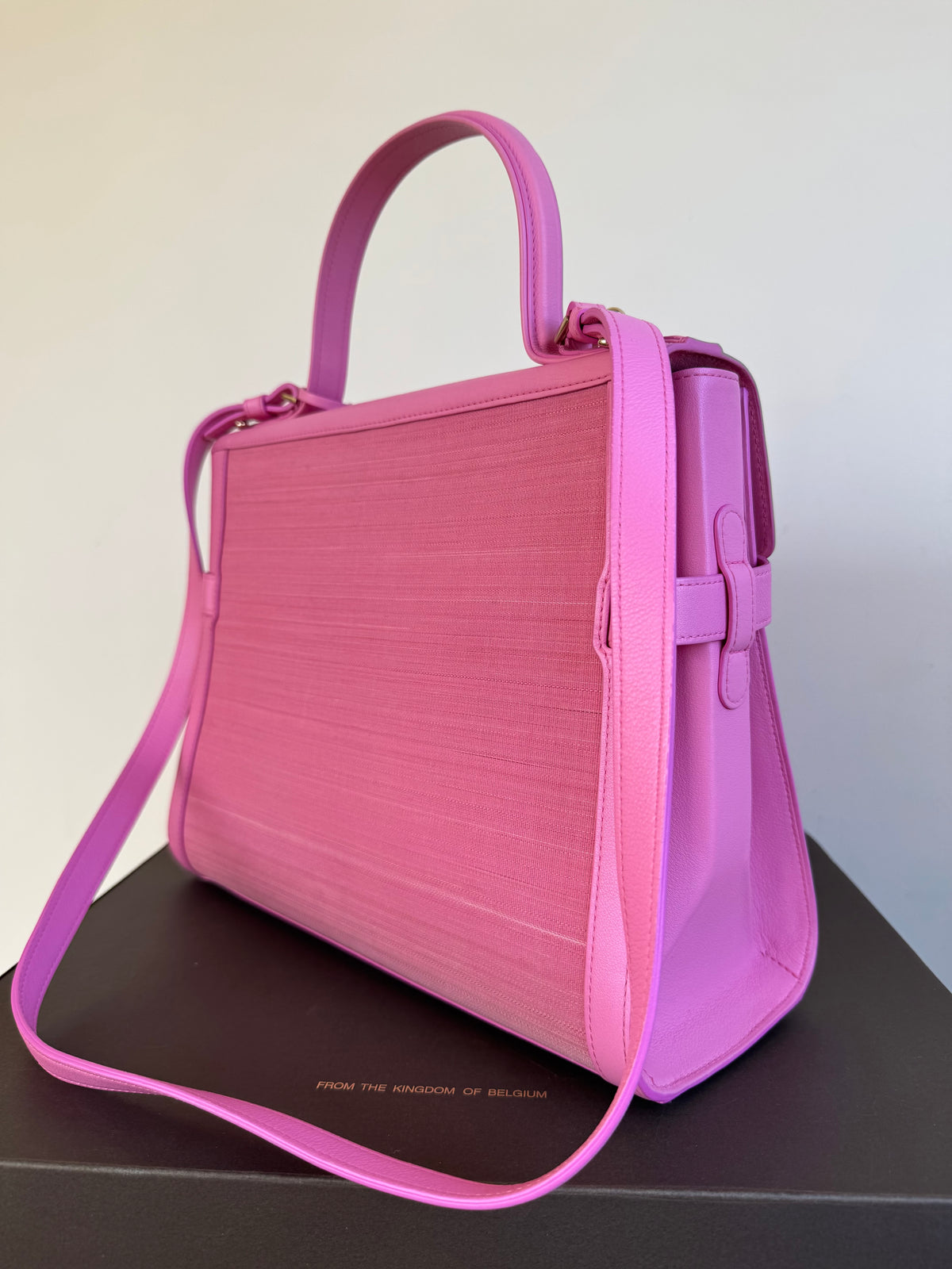 Pre-owned Delvaux Tempête GM Flamingo Pink Toile De Crin Leather Bag Limited Edition