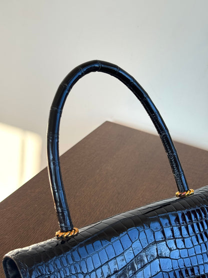Pre-owned Hermès Vintage Escale Black Crocodile Handle Bag