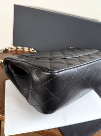 Pre-owned Chanel Timeless Classic Jumbo Black Lambskin Flap Bag