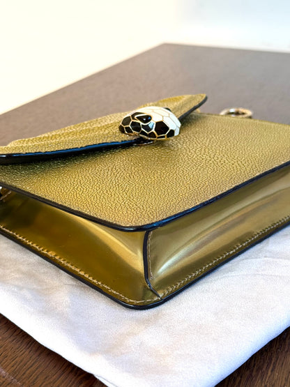 Pre-owned Bvlgari Serpenti Forever Small Gold Stingray Shoulder Bag