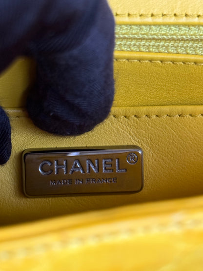 Pre-owned Chanel Timeless Mini Rectangle Yellow Python Flap Bag