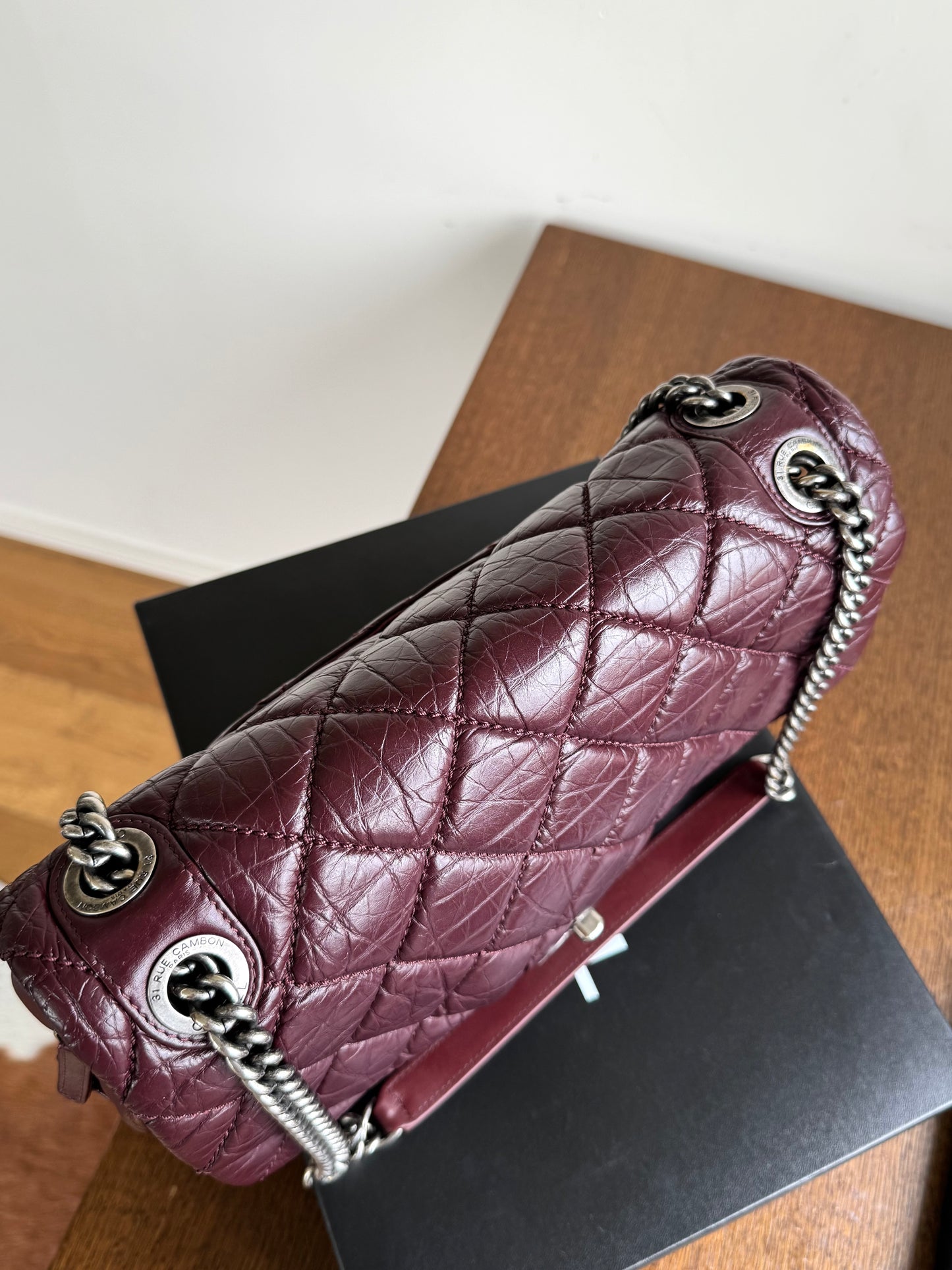 Pre-owned Chanel Portobello Burgundy Aged Calfskin Flap Bag