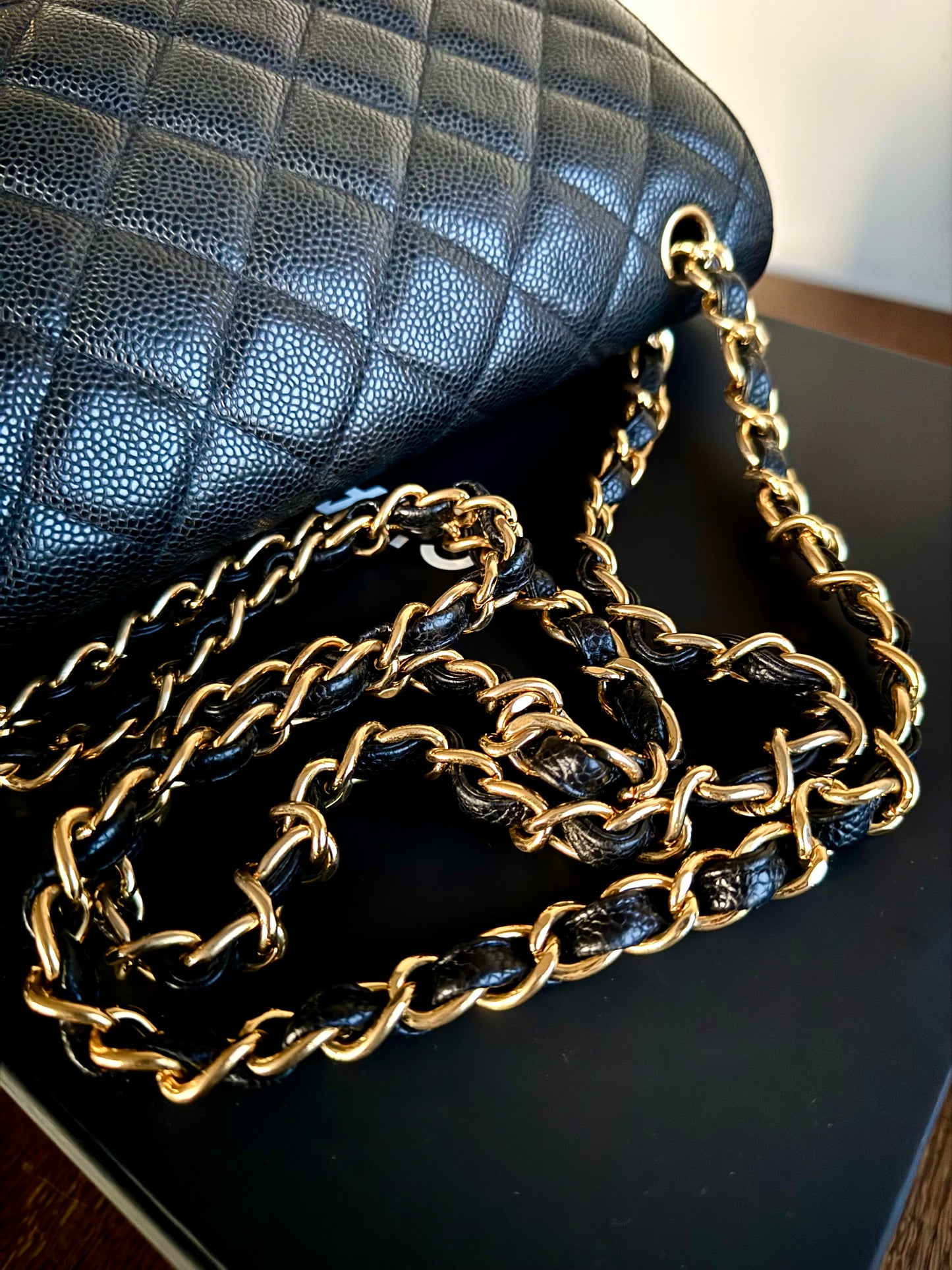 Pre-owned Chanel Timeless Classic Jumbo Black Caviar Flap Bag