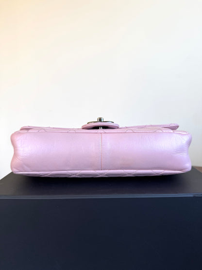 Pre-owned Chanel Coco Pleats Pink Glazed Calfskin Flap Bag