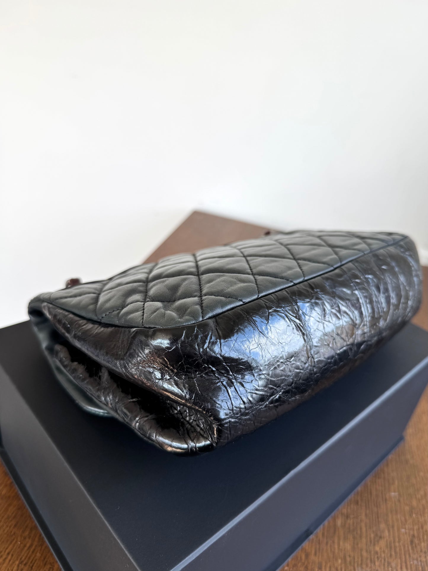 Pre-owned Chanel In The Mix Medium Dark Green Iridescent Leather Flap Bag
