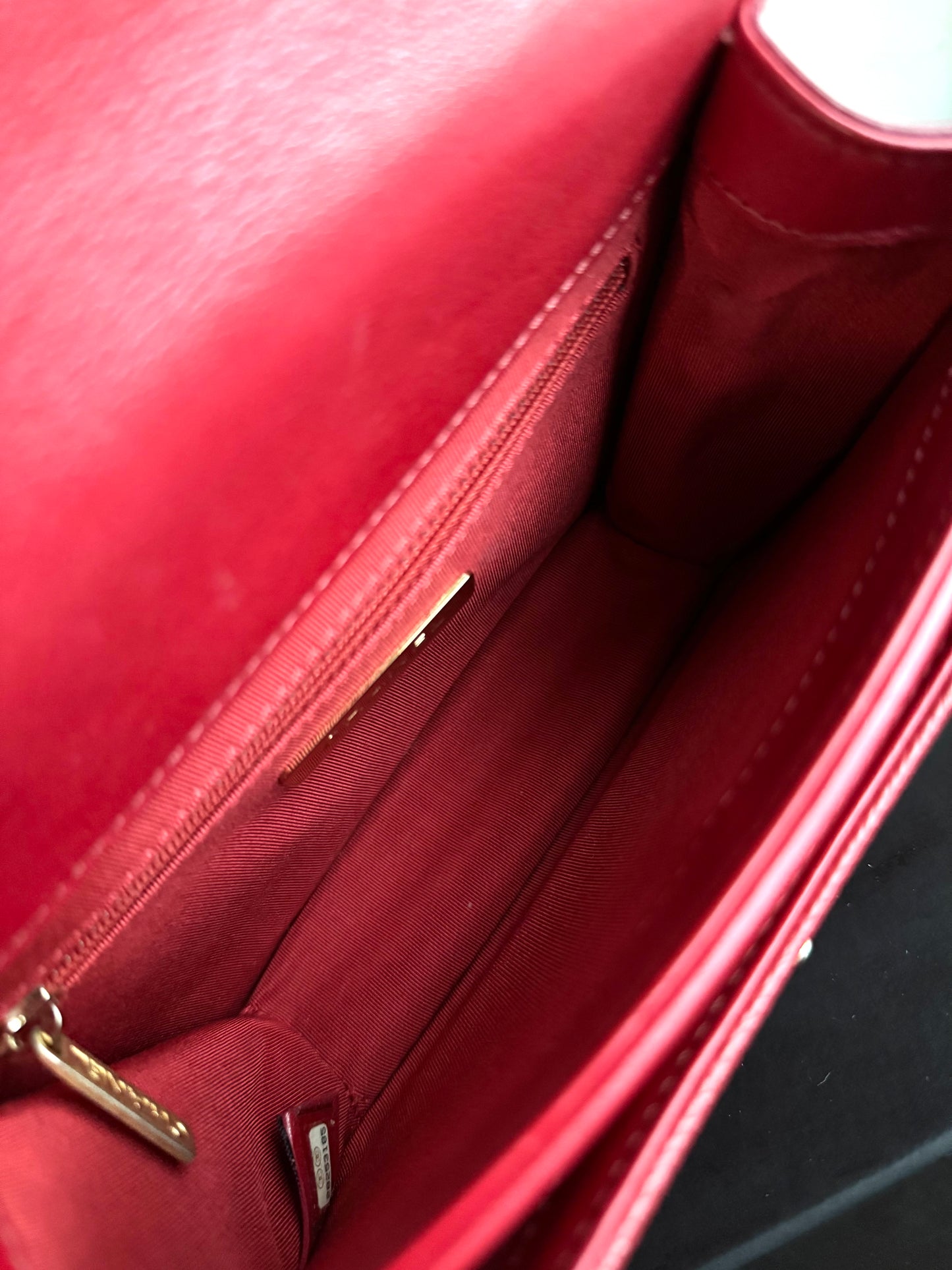 Pre-owned Chanel Top Chain Red Burgundy Caviar Flap Bag