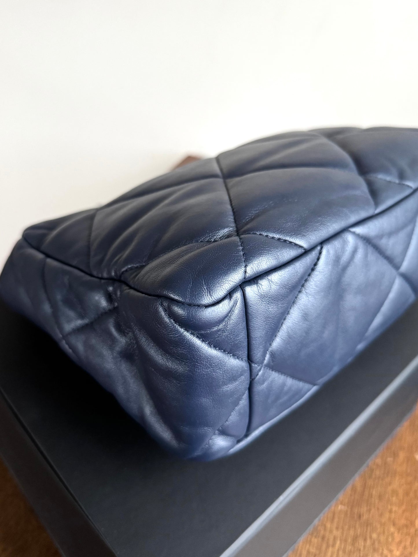 Pre-owned Chanel 19 Small Navy Lambskin Flap Bag
