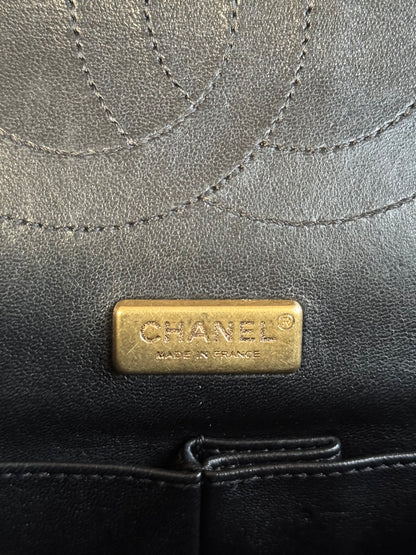 Pre-owned Chanel 2.55 Reissue Large 226 Black Gold Python Flap Bag