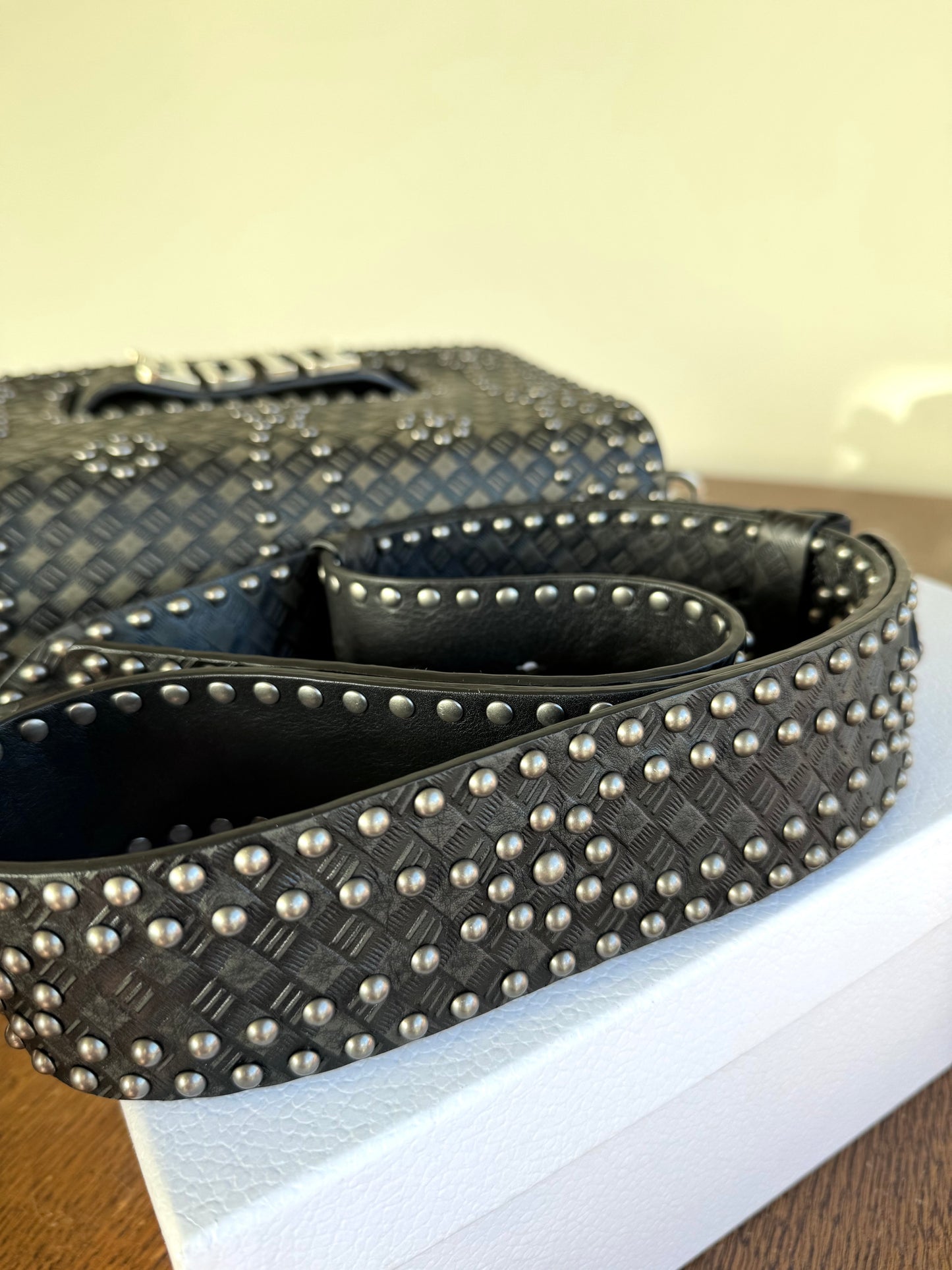 Pre-owned Dior Dio(r)evolution Studded Black Leather Flap Bag