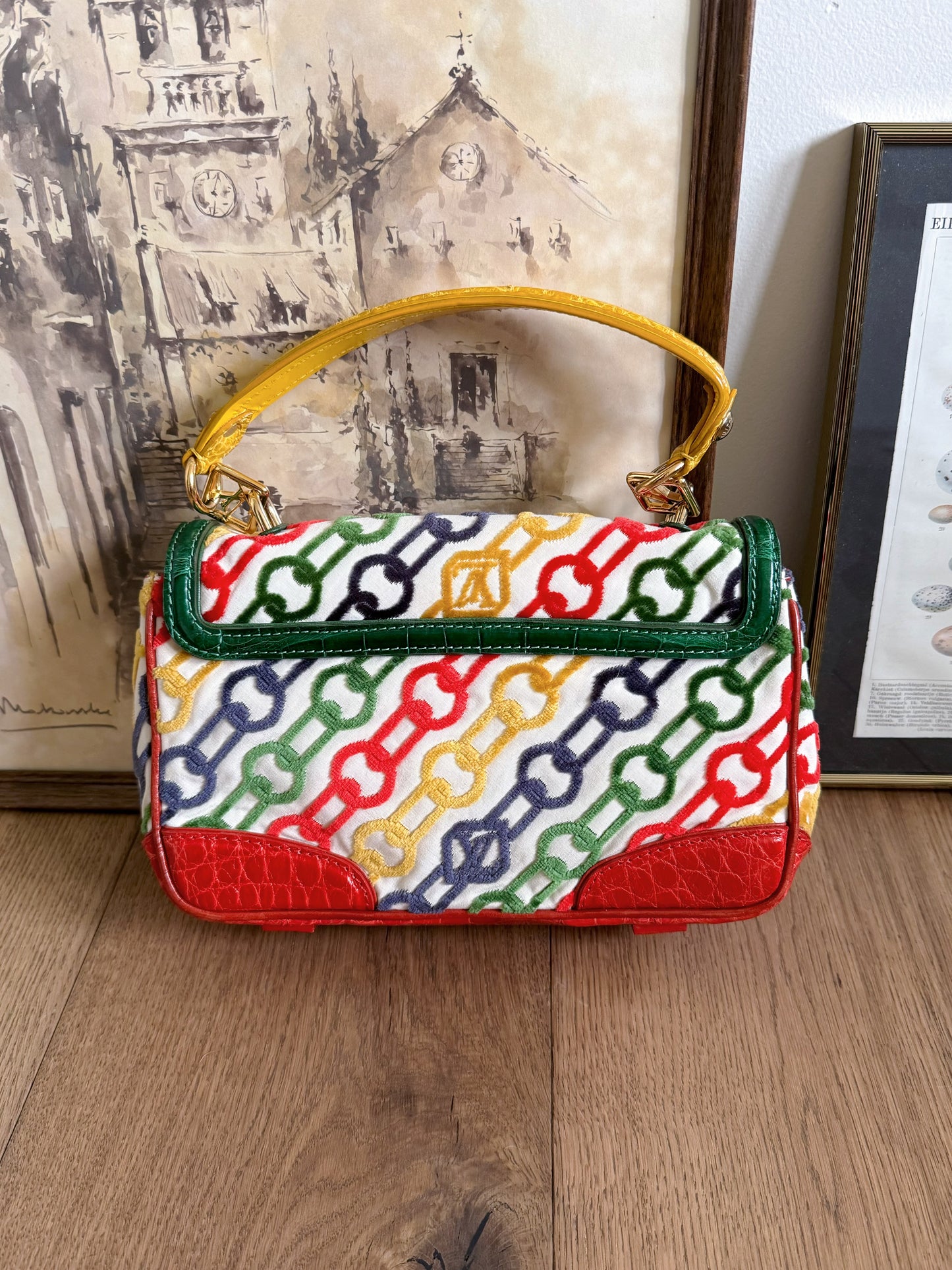 Pre-owned Louis Vuitton Multicolor Dolly Crocodile Velvet Chains Bag Limited Edition