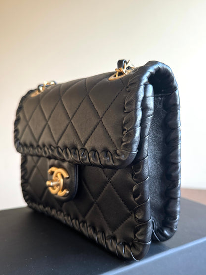 Pre-owned Chanel My Own Frame Small Black Leather Flap Bag