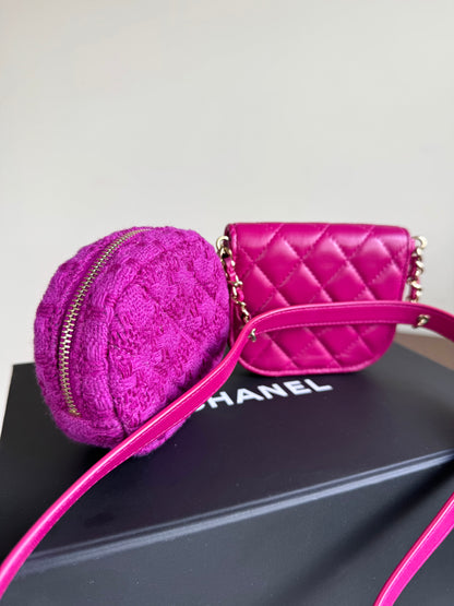 Pre-owned Chanel Multi-Pouching Leather Tweed Belt Waist Bag