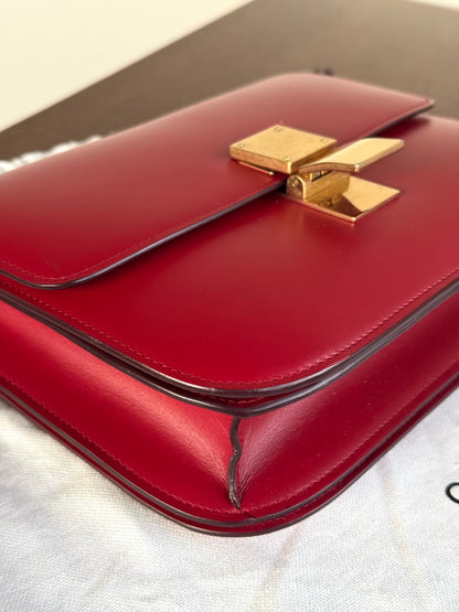 Pre-owned Celine Classic Box Medium Red Leather Bag