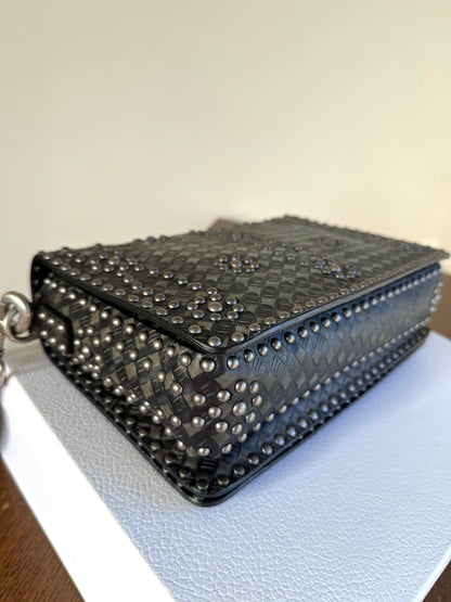 Pre-owned Dior Dio(r)evolution Studded Black Leather Flap Bag