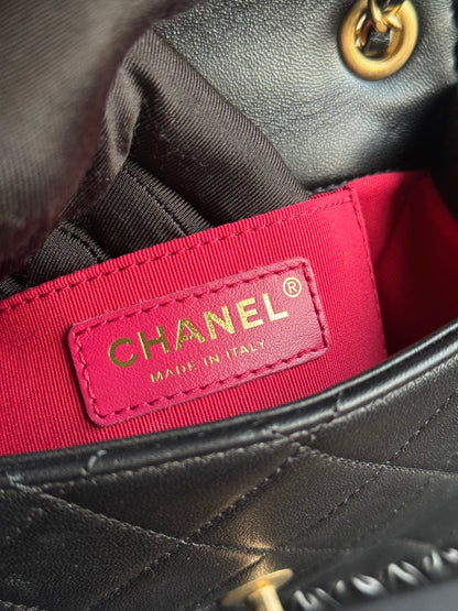 Pre-owned Chanel My Own Frame Small Black Leather Flap Bag