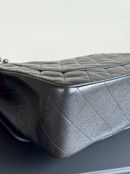 Pre-owned Chanel Timeless Classic Jumbo Black Caviar Flap Bag