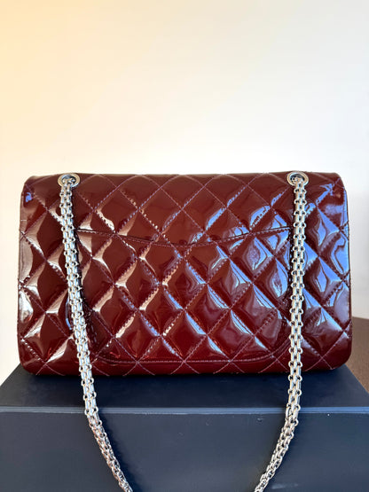 Pre-owned Chanel 2.55 Reissue Maxi 227 Burgundy Patent Leather Flap Bag
