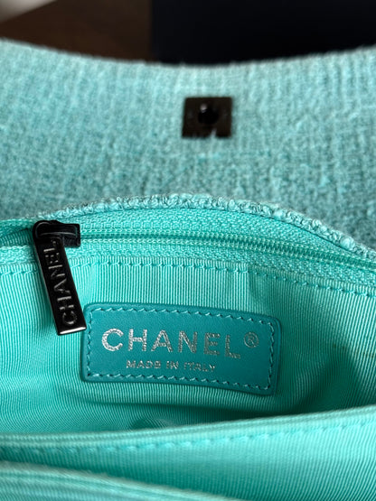 Pre-owned Chanel Pink Turquoise Tweed Flap Bag