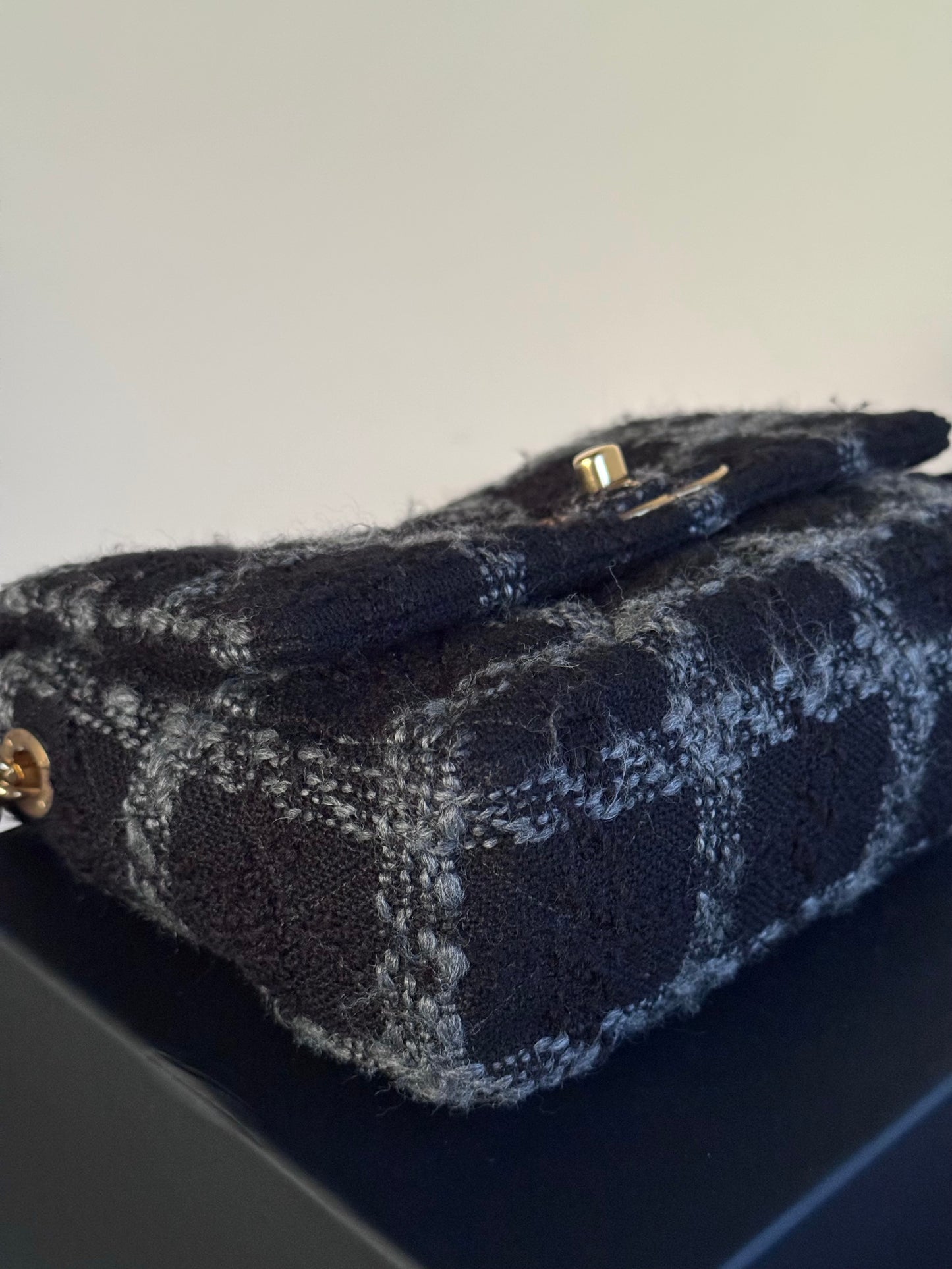 Pre-owned Chanel 19 Small Black Tweed Flap Bag