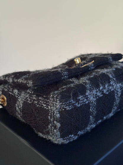 Pre-owned Chanel 19 Small Black Tweed Flap Bag